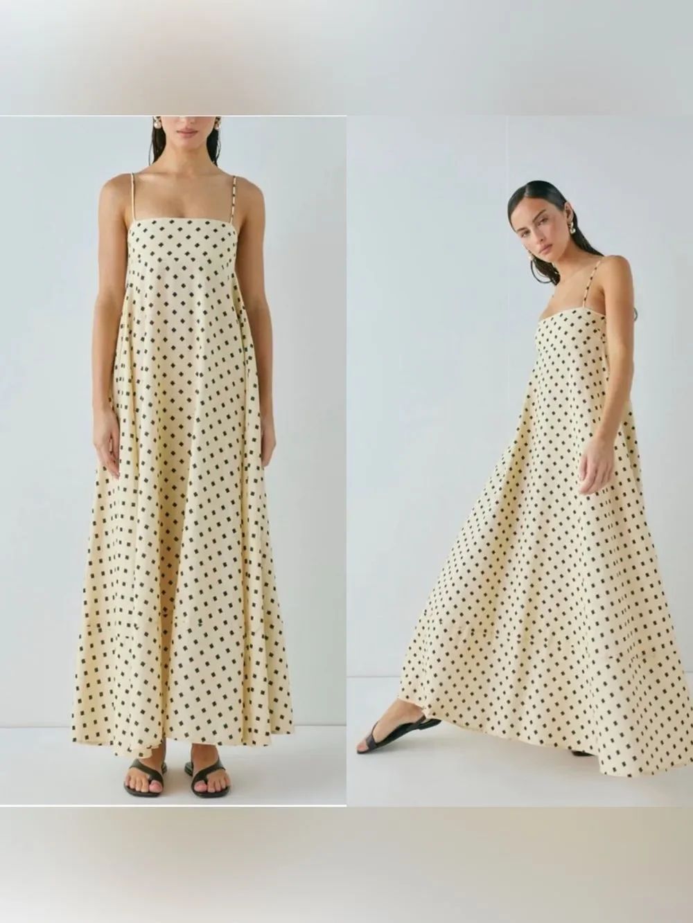 NEW VRG GRL Behati Linen blend Maxi Dress in Square